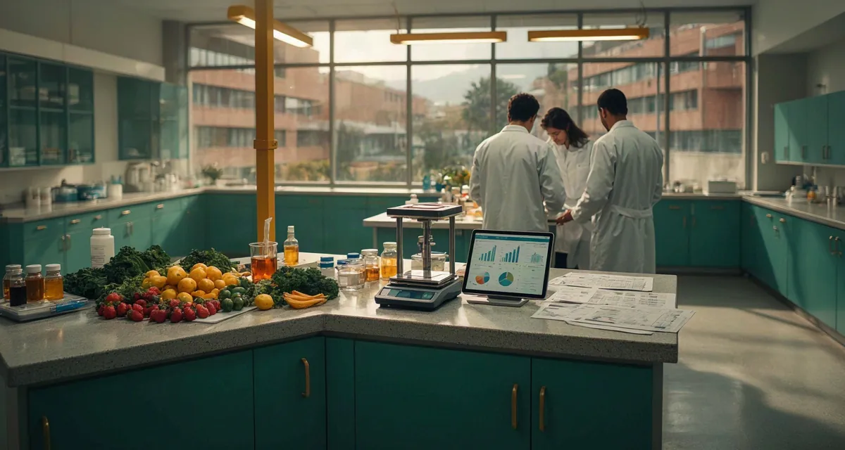 Universidades nutricion dietetica Bogota 2026: estudiantes de ciencias de la salud en el laboratorio de una universidad de Bogotá